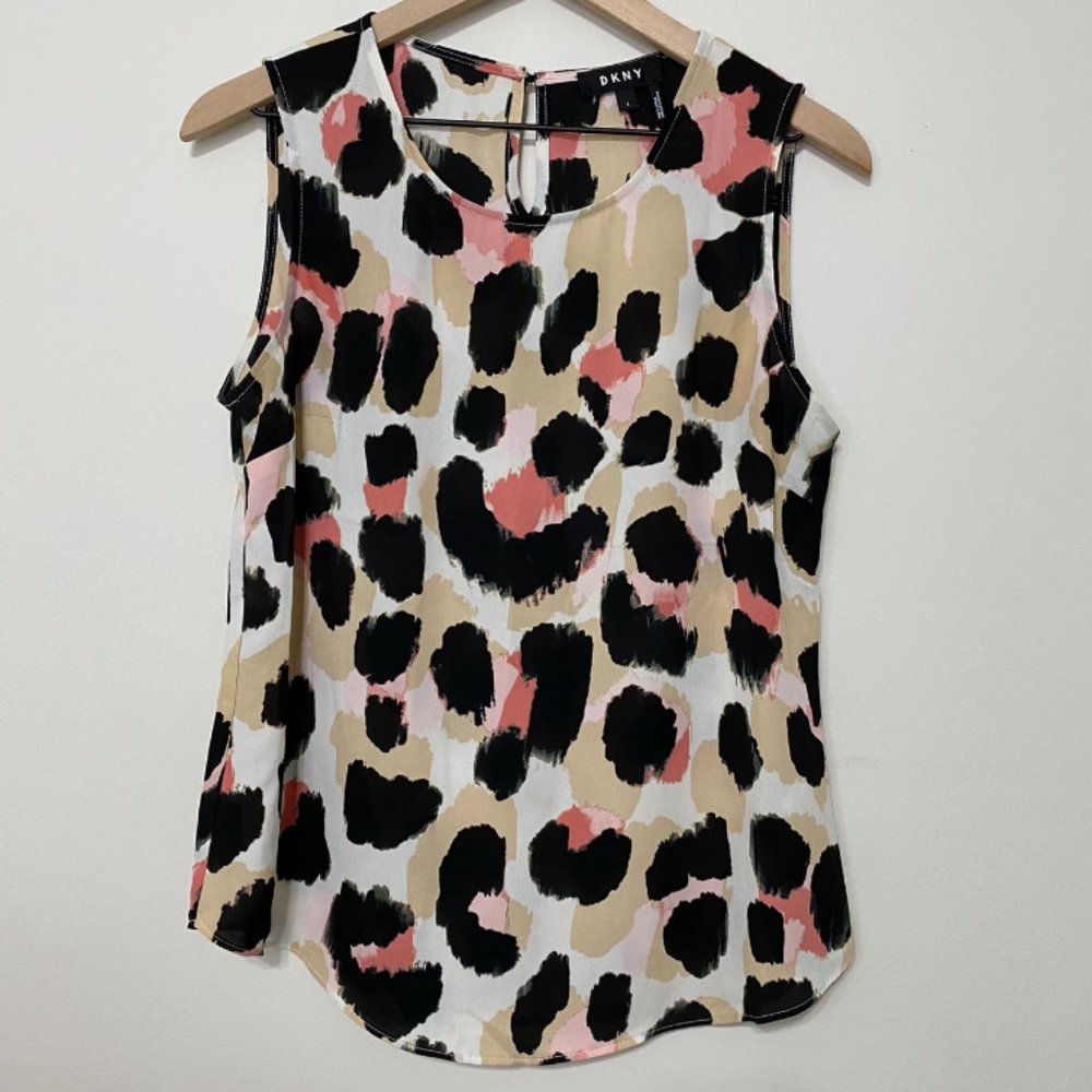 DKNY Printed Shell Sleeveless Blouse Top